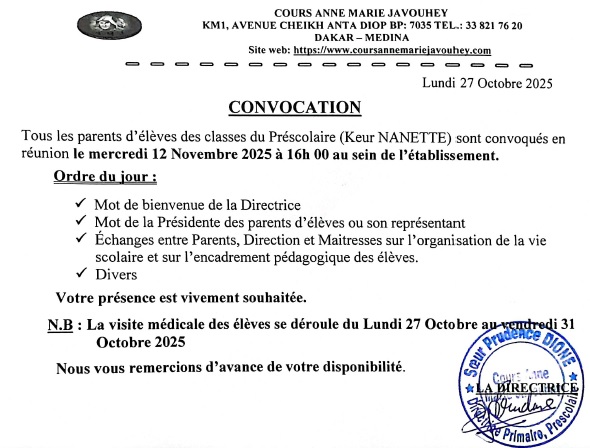 Circulaire Préscolaire