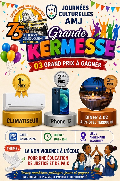 
Affiche de la Grande Kermesse et des Journées Culturelles 2026 du Cours Anne Marie Javouhey Dakar